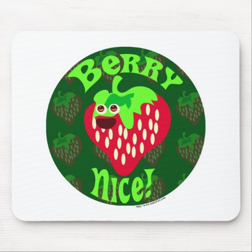 Berry Nice Strawberry Cartoon Art Pun Cute Mouse Pad