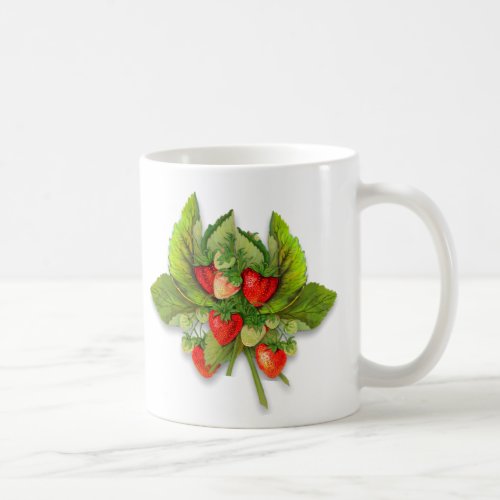 Berry Nice Vintage Botanical Summer Strawberries Coffee Mug