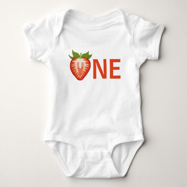 Berry One Strawberry Girl first birthday  Baby Bodysuit (Front)