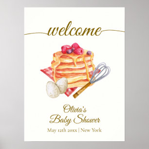 Berry Pancake Egg Whisk Brunch Baby Shower Welcome Poster
