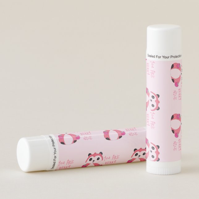 Berry Panda Cartoon Kids Drawing Funny Saying Lip Balm (Front)