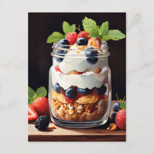 Berry Parfait in Glass Jar Postcard