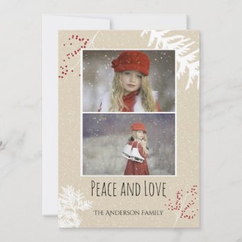 Berry Peace And Love Holiday Card by MaggieMart at Zazzle