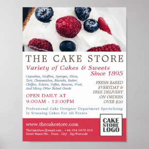 Berry Pie, Cakery, Cake Store Advertising Poster