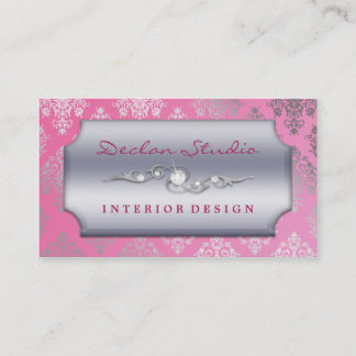 Berry Pink Dashing Damask Fashion/Interior Design Business Card