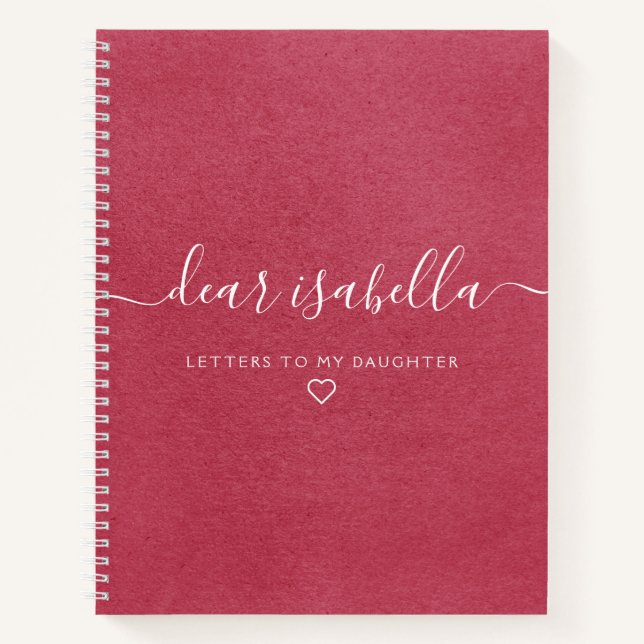 Berry Pink Elegant Dear Daughter Memory Notebook (Front)