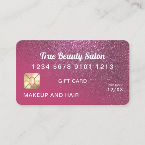 Berry Pink Glitter Credit Card Gift Certificate