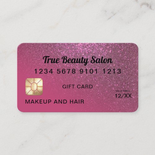 Berry Pink Glitter Credit Card Gift Certificate