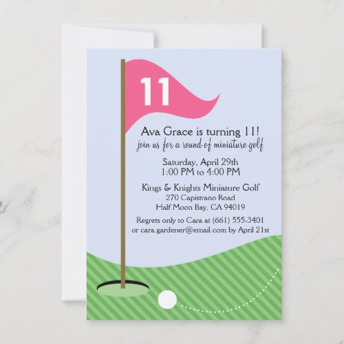 Berry Pink Lets Par_Tee Mini Golf Birthday Party Invitation