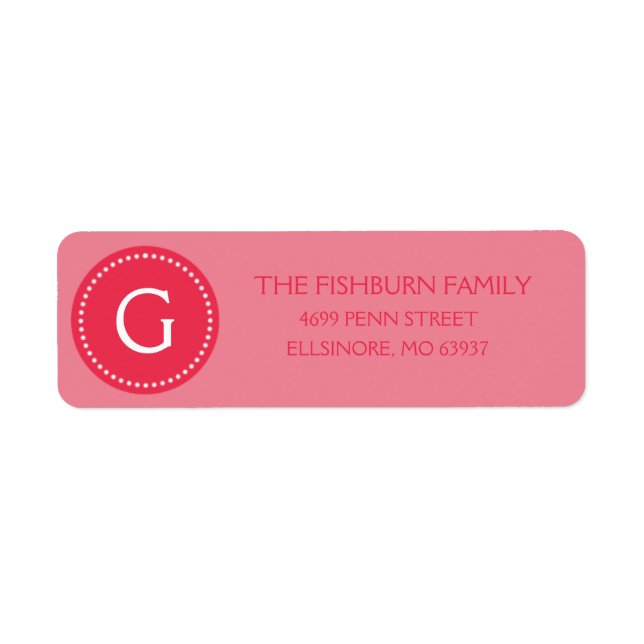 Berry Pink Muted Monogram Custom Monogrammed Label (Front)