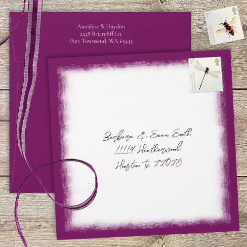 Berry Pink Pre_addressed Wedding Invitation Envelope