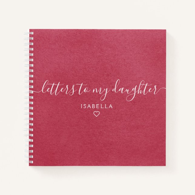 Berry Pink Script Letters to My Daughter Keepsake Notebook (Front)