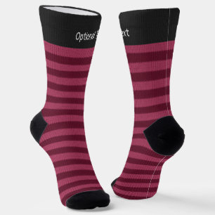 Berry Pink Stripes Knit Stitch Effect - Your Name Socks