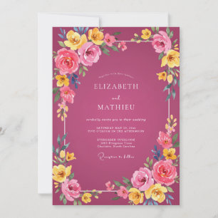 Berry Pink Vibrant Summer Wedding Invitation