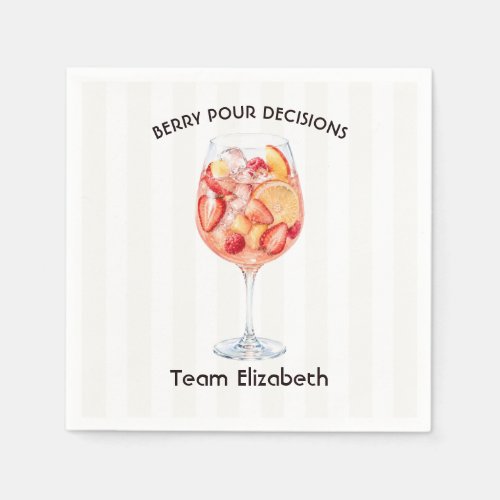 Berry Pour Decisions Coastal Bachelorette Party Napkins