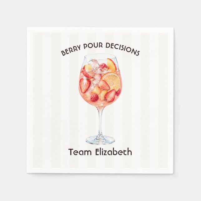 Berry Pour Decisions Coastal Bachelorette Party Napkins (Front)