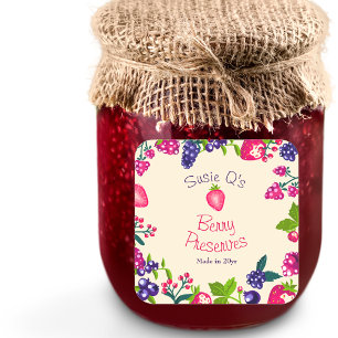 Berry Preserves DIY Canning Cream Food Label