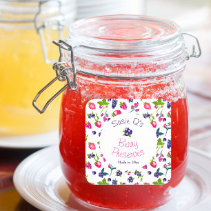 Berry Preserves DIY Canning Square Food Kids' Labels