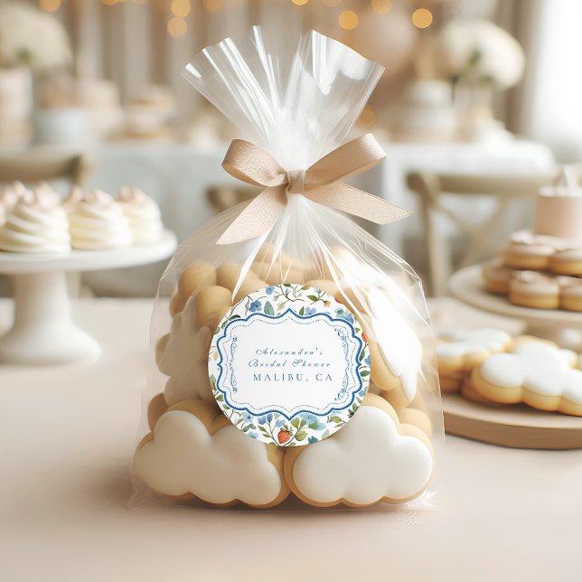 Berry Pretty Blush Bridal Shower Classic Round Sticker (Creator Uploaded)