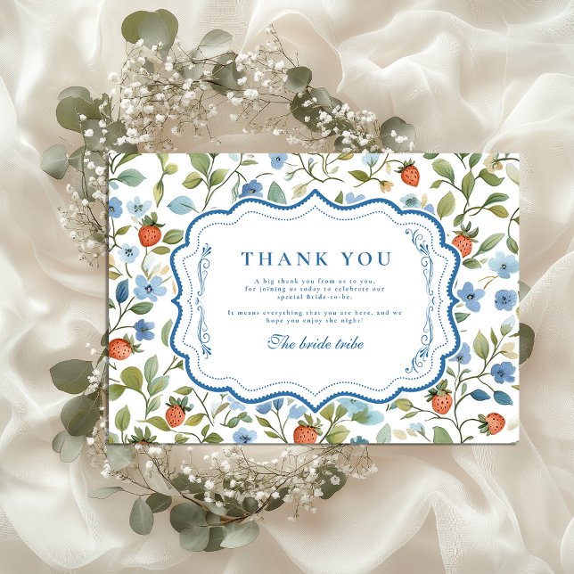 Berry Pretty Blush Bridal Shower Thank You Card (Creator Uploaded)