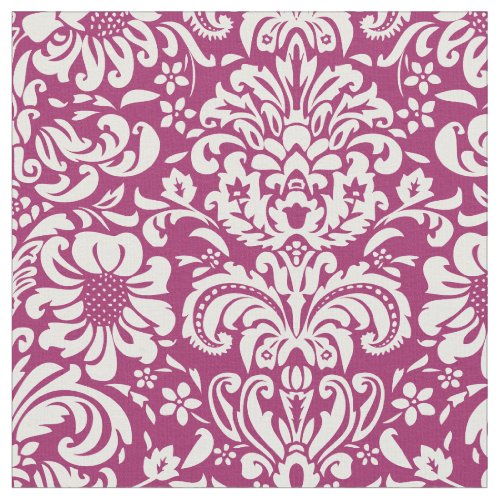 Berry Purple Floral Damask Fabric