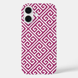 Berry Purple Greek Key Pattern iPhone 16 Case
