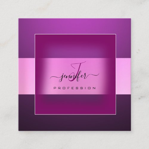 Berry Purple Pink Logo Monogram Professional Square Business Card