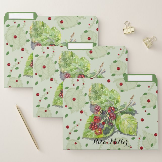 Berry red and black blackberries file folder (Set)