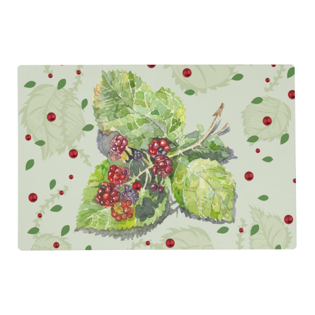 Berry red and black blackberries placemat (Front)