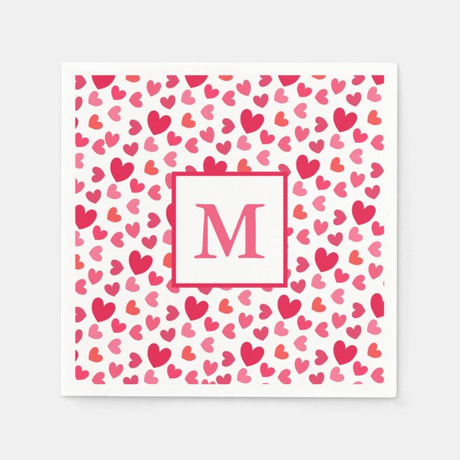 Berry, red and pink hearts pattern Love      Napkins (Front)