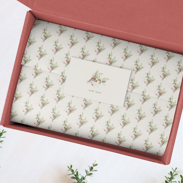 berry red botanical holiday christmas gift tissue paper (Creator Uploaded)