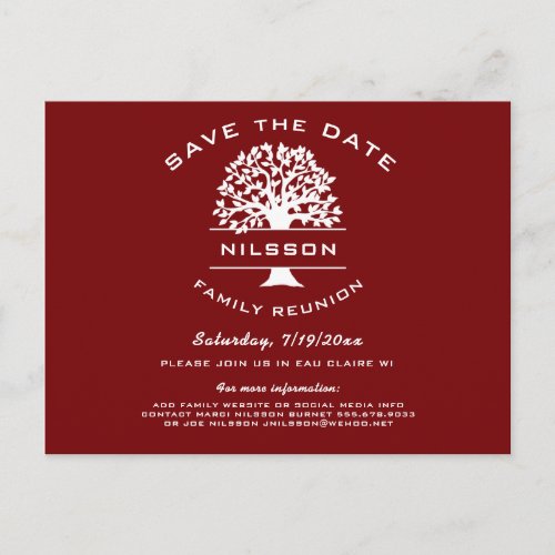 Berry Red Family Tree Reunion Save the Date