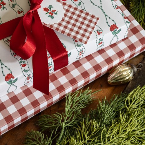 Berry Red Gingham Wrapping Paper