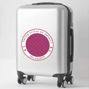 Berry Red Magenta Purple Checkered Travel Luggage Sticker