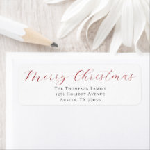 Berry Red Merry Christmas Return Address Label