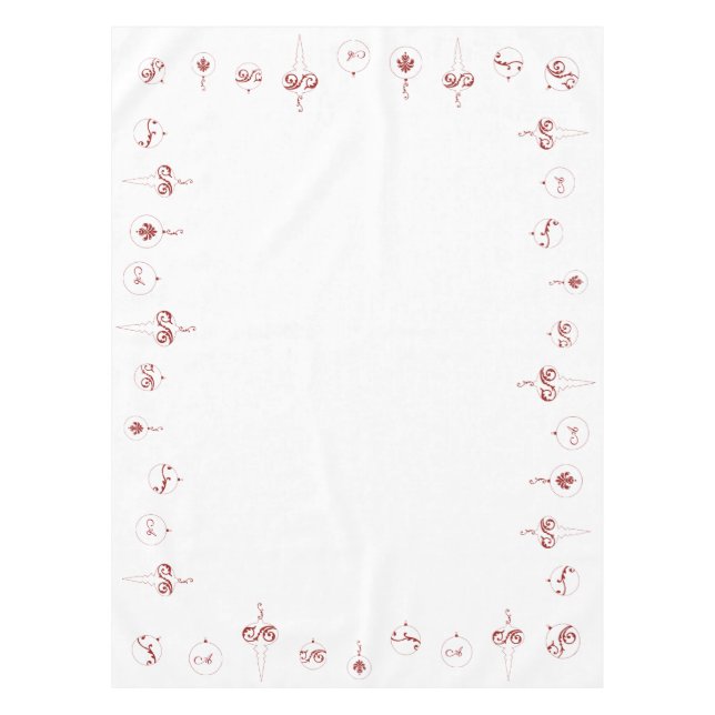 Berry Red Monogram Bauble Ornaments Christmas  Tablecloth (Front)