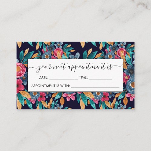 Berry Red Navy Mustard Watercolor Flowers Art Appointment Card