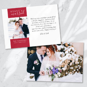 Berry Red Photo Merry & Married Holiday Card
