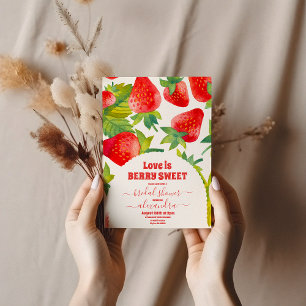 Berry Red Strawberry Bridal Shower Invitation