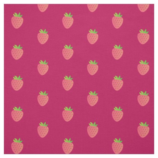 Berry Red Strawberry Cotton Fabric By the Yard