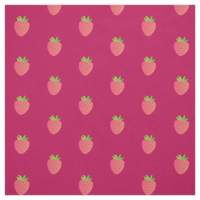 Berry Red Strawberry Cotton Fabric By the Yard (Swatch)