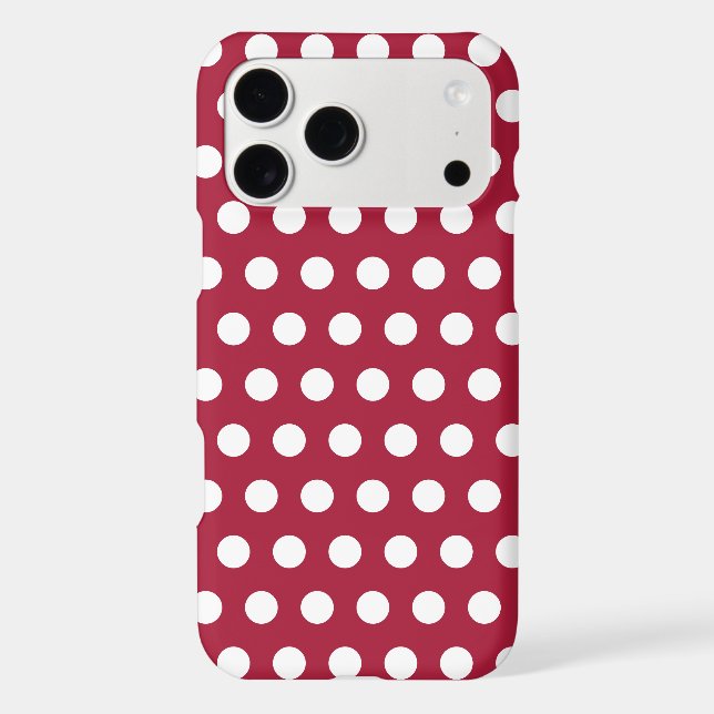 Berry Red White Polka Dot Pattern Design Case-Mate iPhone Case (Back)