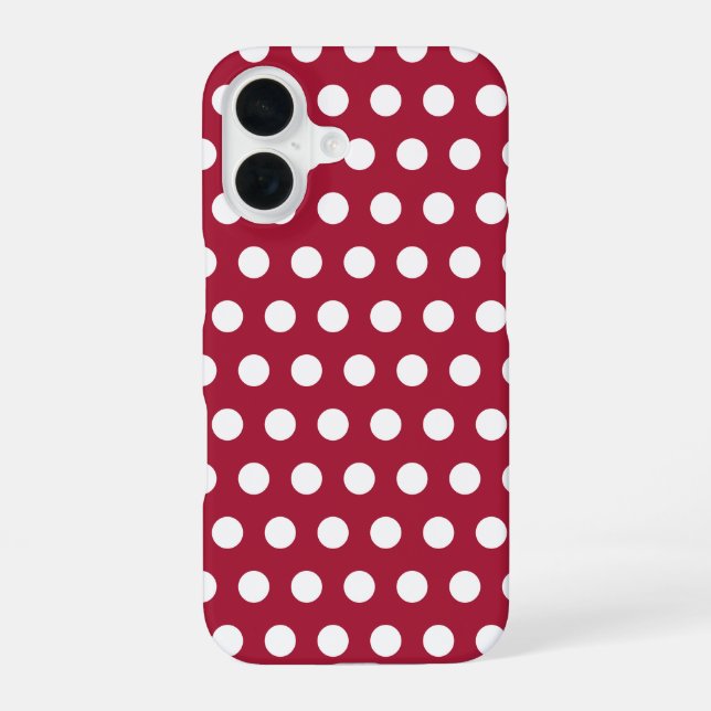 Berry Red White Polka Dot Pattern Design iPhone Case (Back)