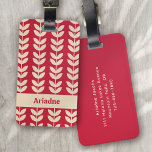 Berry Retro Vibe Leaf Pattern Monogram Luggage Tag<br><div class="desc">A bold monogram design</div>