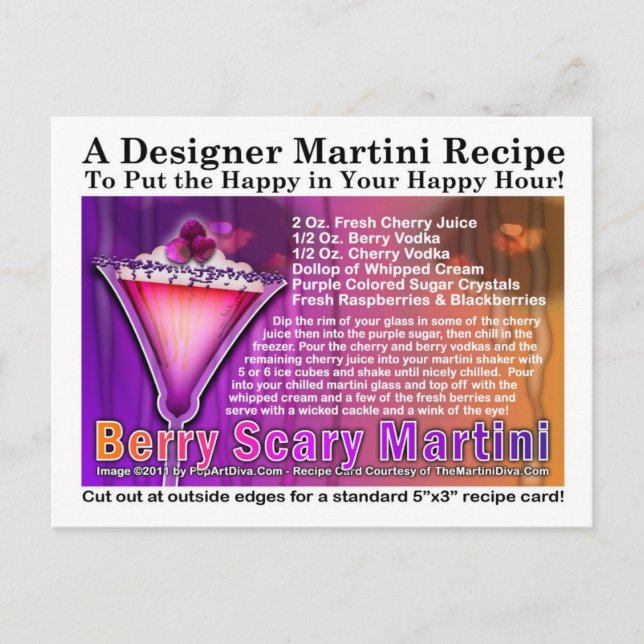 Berry Scary Halloween Martini Recipe Postcard (Front)