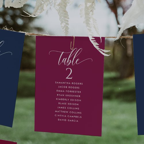 Berry Seating Plan Cards with Guest Names