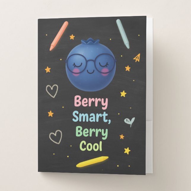 Berry Smart, Berry Cool – Cute Chalkboard Pocket Folder (Front)