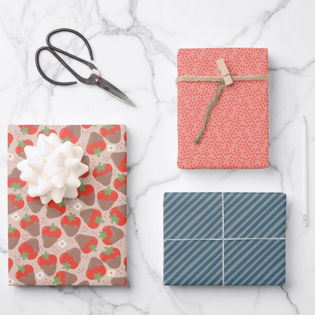 Berry Special Dipped Strawberries - Latte Wrapping Paper Sheets (Front)