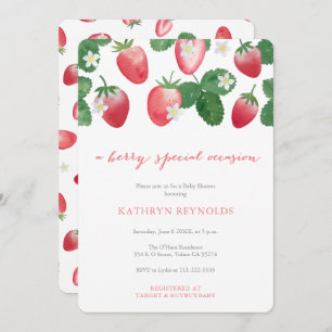 Berry Special Occasion Strawberry Baby Shower Invitation