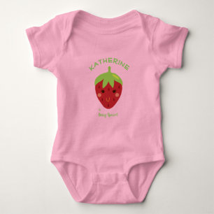 Berry Special Personalized Smiling Strawberry Baby Bodysuit